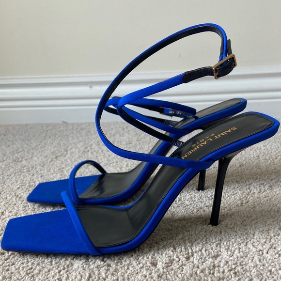 Saint Laurent Nuit Sandal Picasso Blue - Strappy Heel YSL - Picture 3 of 10